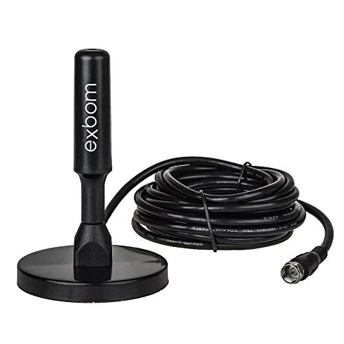Antena Digital Amplificada HDTV/UHF/VHF Interna e Externa 5m Base Imã prova d'água 4dBI - Exbom