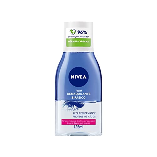 NIVEA Demaquilante Facial Bifásico 125ml - Composto com Óleo de Girassol, retira até a maquiagem à prova d’água, além de não agredir a pele e nem deixar resíduos de produto