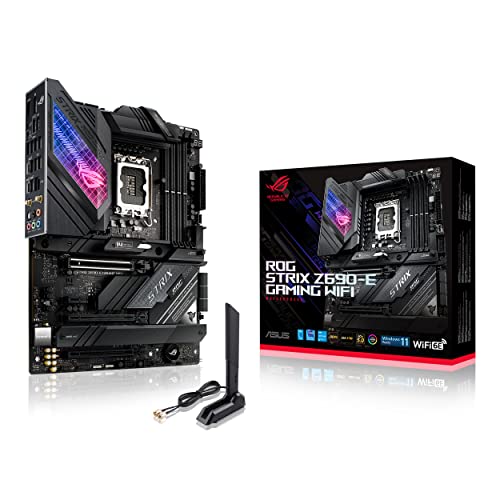 ASUS Placa mãe ROG Strix Z690-E Gaming WiFi 6E LGA 1700 (Intel 12ª geração) ATX (PCIe 5.0, DDR5, 2.5 Gb LAN, Thunderbolt 4, 5xM.2, 1xPCIe 5.0 M.2, cartão ROG Hyper M.2, painel frontal USB 3.2 Gen 2x2