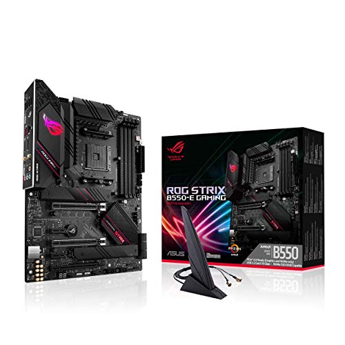 Placa-mãe ROG Strix B550-E Gaming AMD Ryzen AM4 ATX (PCIe 4.0, 16 estágios de energia, Intel WiFi 6, Intel 2.5 Gb Ethernet, Dual M.2, OptiMem II, microfone com cancelamento de ruído AI, USB 3.2 Gen 2
