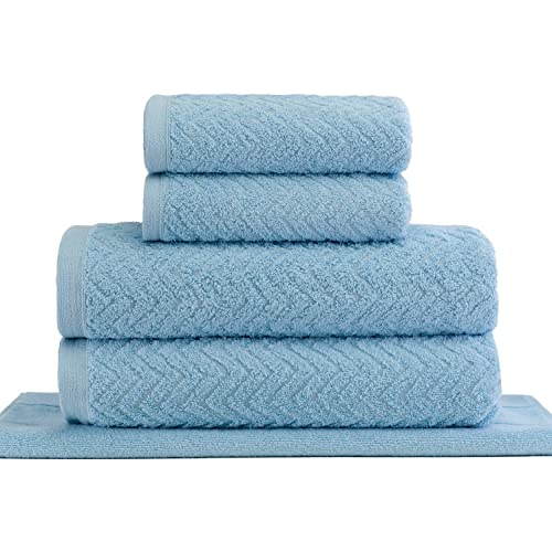 Jogo Toalhas de Banho com 5 peças Fio Penteado de Algodão PREMIUM - Milly Azul