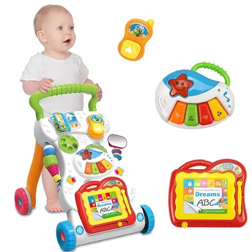 Andador Didático Educativo Baby Style Bebê Infantil Centro de Atividades com Lousa Magnética, Teclado Musical e Brinquedos Interativos – Estimula os Primeiros Passos