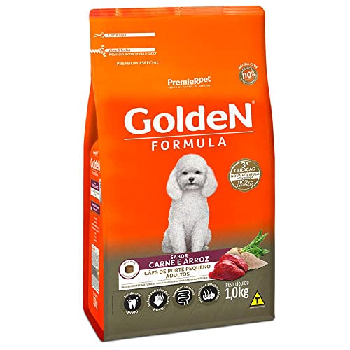 Ração Golden Fórmula Mini Bits Para Cães Adultos Pequeno Porte Sabor Carne E Arroz, 1Kg Premier Pet Para Todas Pequeno Adulto,