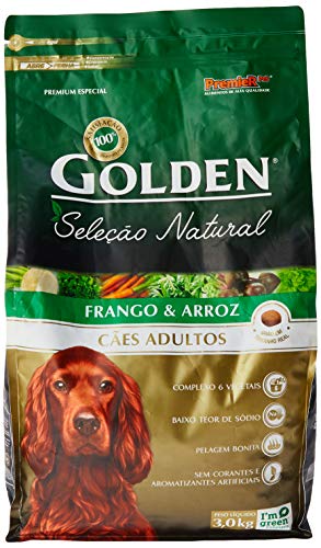 Premier Pet Golden Seleção Natural Ração para Cães Adultos, Sabor Frango & Arroz, 3kg