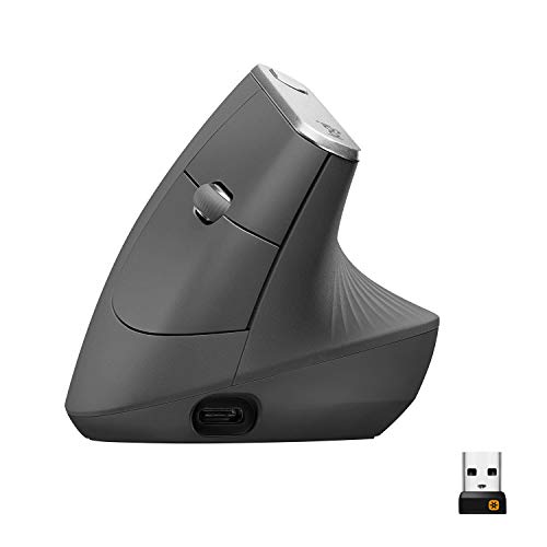 Mouse sem fio Logitech MX Vertical com Design Ergonômico para Redução de Tensão Muscular, Conexão USB Unifying ou Bluetooth com Easy-Switch para até 3 dispositivos e Bateria Recarregável