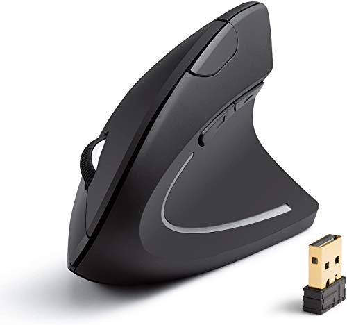Anker Mouse óptico ergonômico vertical 2.4G, 800/1200/1600 DPI, 5 botões para laptop, desktop, PC, MacBook – Preto