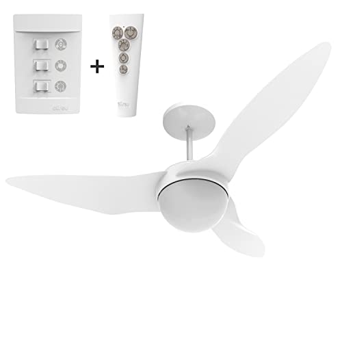 VENTILADOR DE TETO ALISEU TERRAL BRANCO PLUS COM CONTROLE REMOTO E CONTROLE DE PAREDE 127V