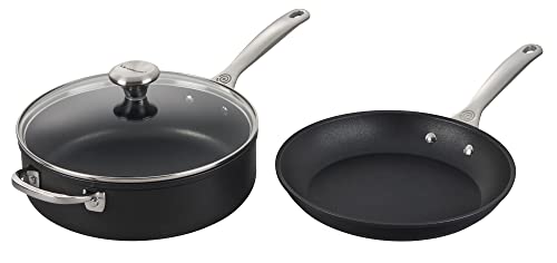 Le Creuset Conjunto de panelas antiaderente PRO temperado, 3 peças (frigideira de 25 cm, 4,25 qt. Frigideira com tampa)