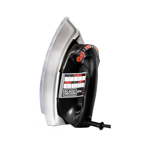 Black Decker Ferro de Passar Roupa a Seco, Metálico Preto, Modelo VFA1110TM2, 127V