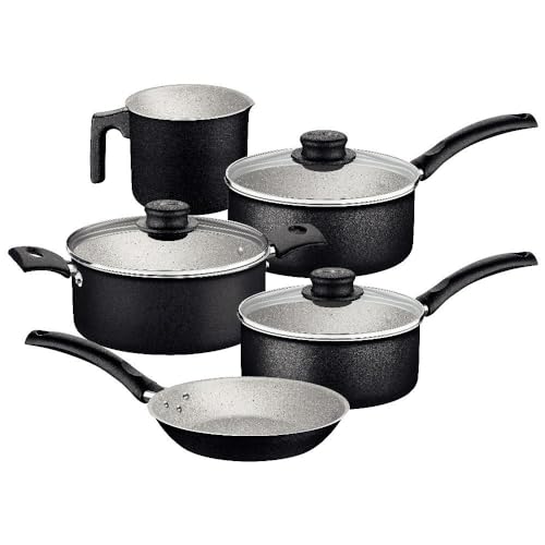 Jogo de Panelas Tramontina Turim em Aluminio com Revestimento Interno e Externo em Antiaderente Starflon Max Preto 05 Peças