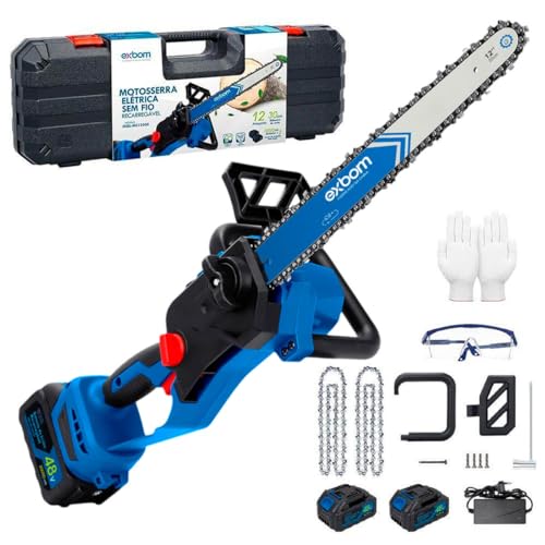 Motosserra Elétrica Portátil Brushless 12" com Tela LED, Corrente Temperada, 20000mAh, Sistema Antivibração e Lubrificação Automática – Alta Eficiência e Segurança