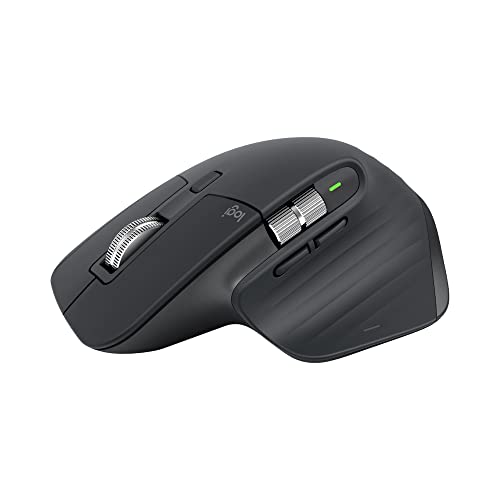 Mouse sem fio Logitech MX Master 3S com Sensor Darkfield para Uso em Qualquer Superfície, Design Ergonômico, Clique Silencioso, Conexão USB ou Bluetooth - Grafite