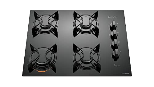 Cooktop 4 Bocas Preto com Mesa de Vidro Atlas U Top Bivolt