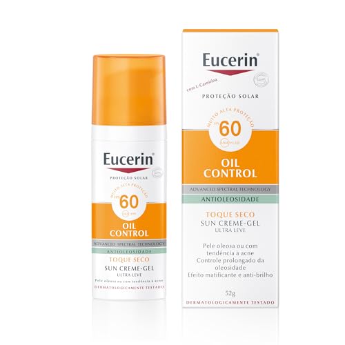 EUCERIN Protetor Solar Facial Oil Control FPS60 50ml, Antioleosidade, Rosto, Proteção UVA, UVB e Luz Visível