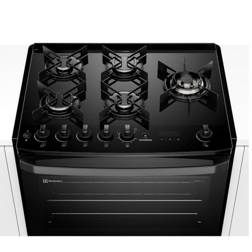 Fogão de Embutir 5 bocas Electrolux Preto Experience com Mesa de Vidro, PerfectCook360 e VaporBake (FE5EP) 220V