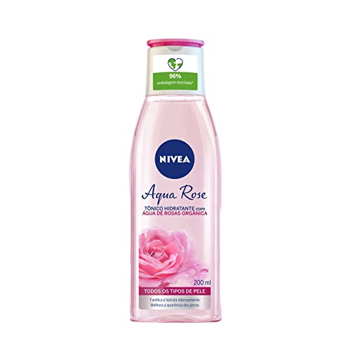 NIVEA Tônico Hidratante Aqua Rose 200ml - Cuidado Facial - Melhora a aparência dos poros, tonifica e finaliza a limpeza do rosto, além de hidratar intensamente com água de rosas orgânica