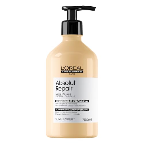 L'Oréal Professionnel Condicionador Absolut Repair, Tratamento Capilar com Proteína, Repara Danos e Promove Brilho, Com Quinoa &amp; Proteínas, Para cabelos secos e danificados, 750ml